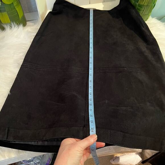 NEW Rem Garson Suede Leather Vintage Aline Midi Contrast Full Two Tone Black Sk… - Picture 15 of 15